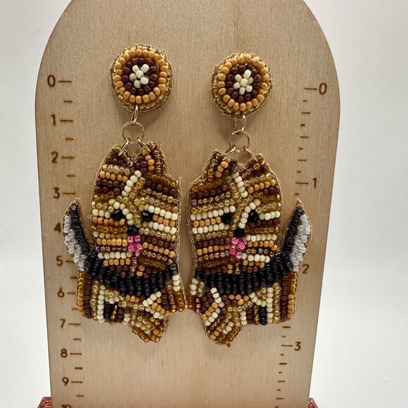 Unbranded Jewelry - Yorkshire Terrier Yorkie Dog Seed Bead Handmade Dangle Boutique Earrings Beaded